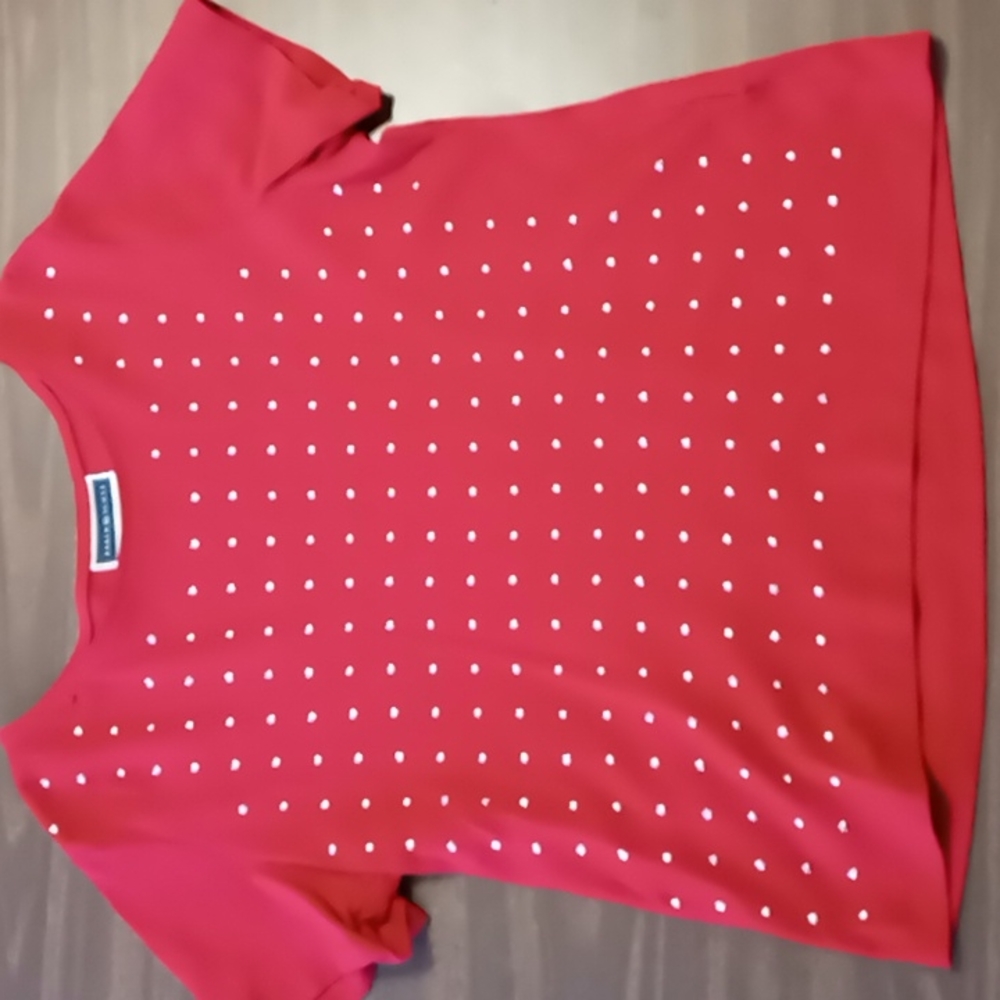 Karen Scott Red Tee w Silver Star Embellishments XL